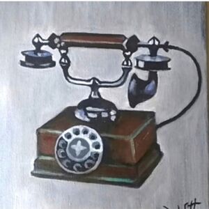 Telephone painting old fashion acrylic on canvas original artist